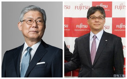 NECの新野隆社長(左)と富士通の時田隆仁次期社長