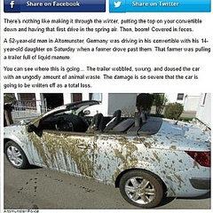 春のドライブを台なしに オープンカーに液体有機肥料が降り注ぐ ライブドアニュース 春のドライブを台なしに オープンカーに液体有機肥料が降り注ぐ ライブドアニュース