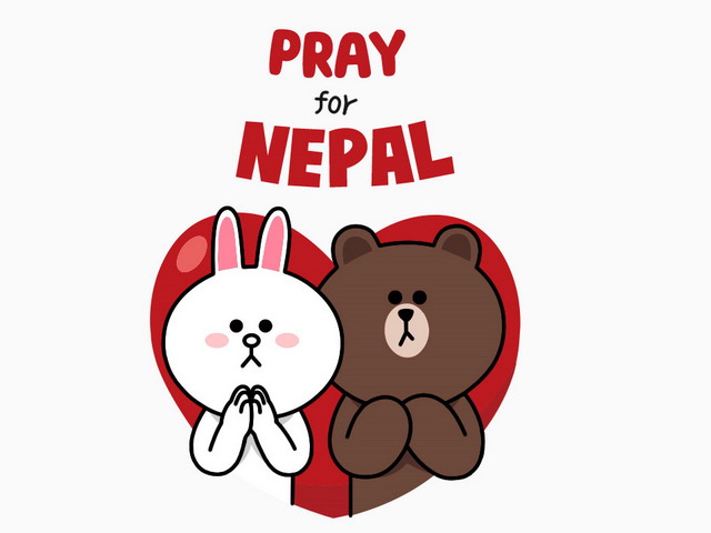 LINE、ネパール地震による被災者支援として、LINEドネーションスタンプ「Pray for Nepal」を全世界で実施