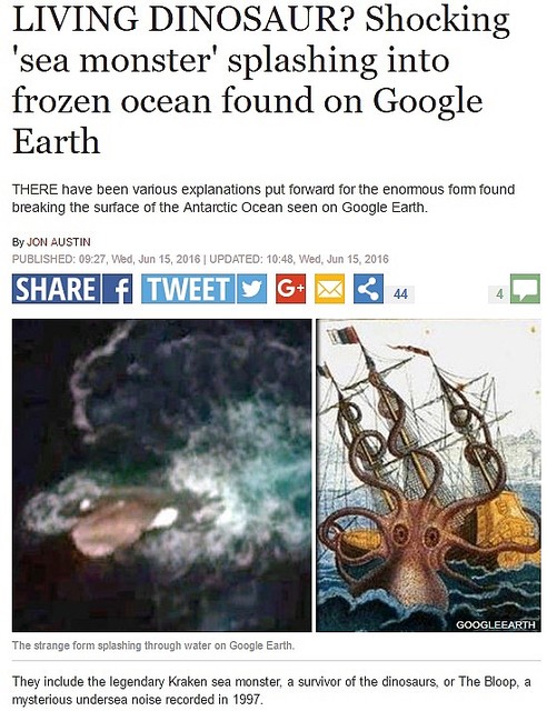 伝説の巨大生物“クラーケン”を南極の海でキャッチか(出典:http://www.express.co.uk)