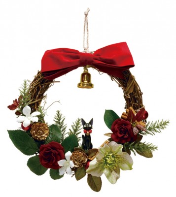 赤いリボンをつけているジジがキュートな「魔女の宅急便　リース　ジジのクリスマス」/(C)1989 角野栄子・二馬力・GN