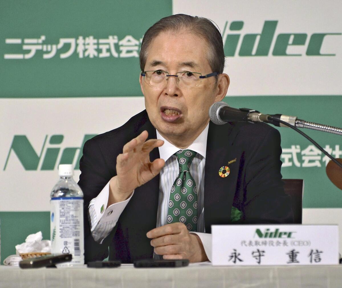 ニデックの名誉会長を辞任し、経営から完全に身を引くことを表明した創業者の永守重信氏（２０２３年６月２０日撮影）