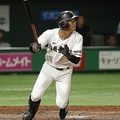 TOKYO, JAPAN - NOVEMBER 8:  Seiya Matsubara #59 of the Yomiuri Giants hits an inside-the-park home run in the fourth inning during the Japan All-Star Series game against the MLB All-Stars at the Tokyo Dome on Thursday, November 8, 2018 in Tokyo, Japan. (Photo by Yuki Taguchi/MLB via Getty Images)