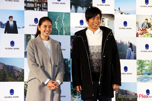 大沢たかお＆長澤まさみ、GLOBAL WORK新CM発表会に登場！ “逃避行”した