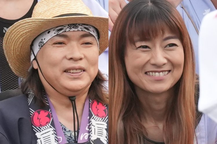 2025年9月、たばこ祭りに参加した真矢と妻の石黒彩