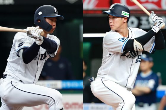 西武・石井一成（左）と平沢大河【写真：加治屋友輝、小林靖】