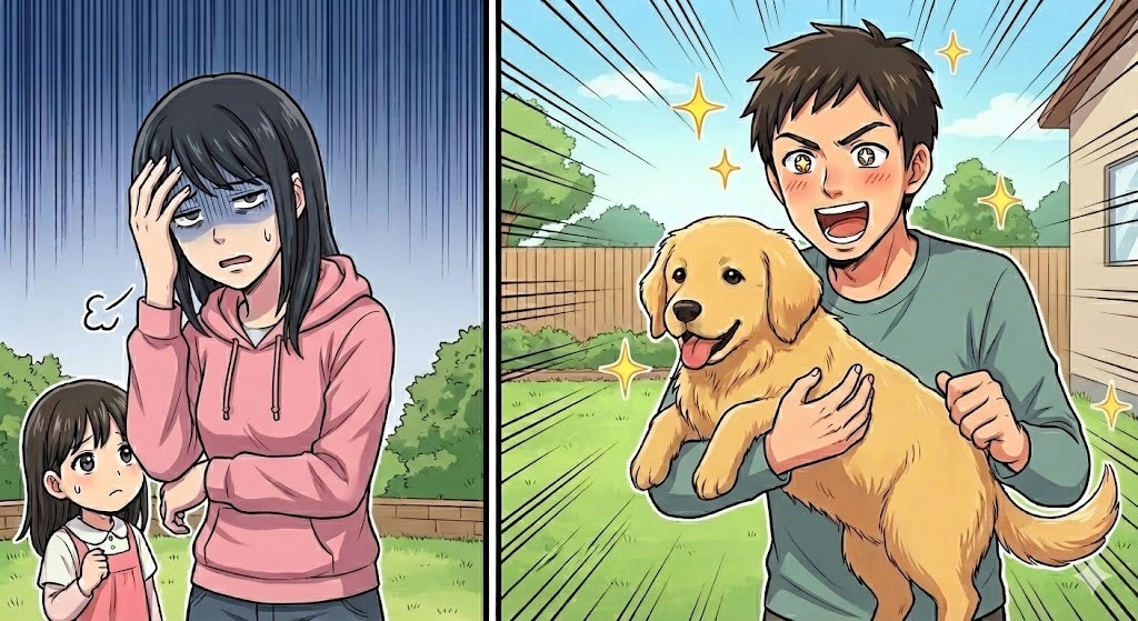 大型犬を飼いたがる夫にイライラ…「かわいい」だけで責任を考えない姿に不安【ママリ】