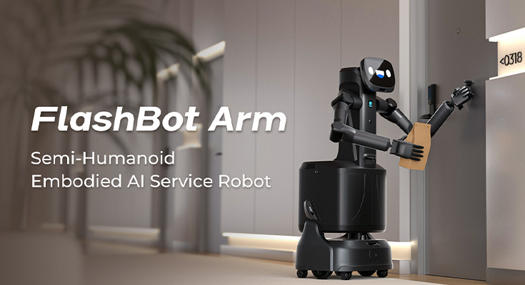 PUDUが商業用セミヒューマノイドAIサービスロボット「FlashBot Arm」発表 2本のアームで汎用性の高いタスクに対応