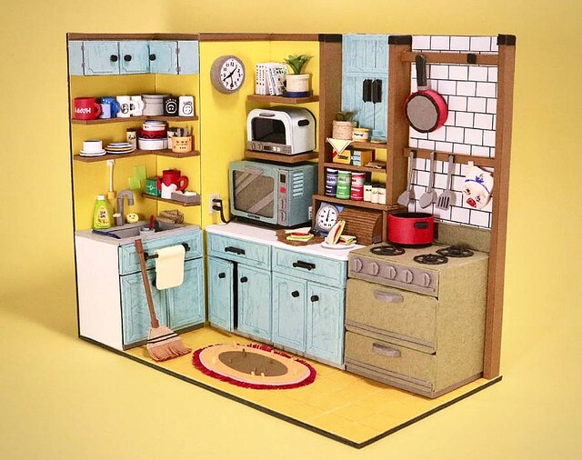 温かみのある北欧風キッチンのジオラマ 材料はなんと画用紙 ライブドアニュース