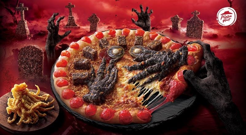 台湾のピザハット、今年のハロウィン特別メニューは「鬼手魷魚搗蛋比薩