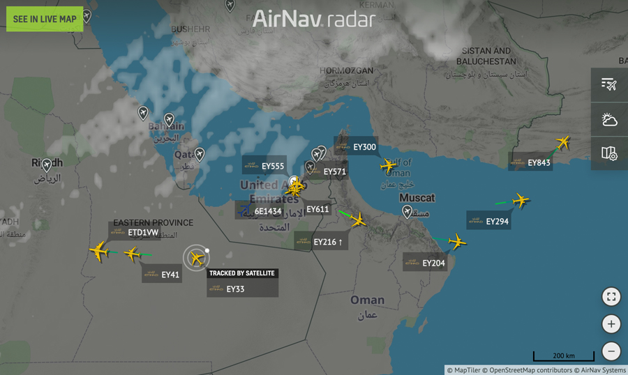 エティハド航空、アブダビ発着一部便の運航再開