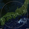 日本を半径500kmの円で囲んだ地図　地理Bの旅さんのX（@chiri_b_geo）より