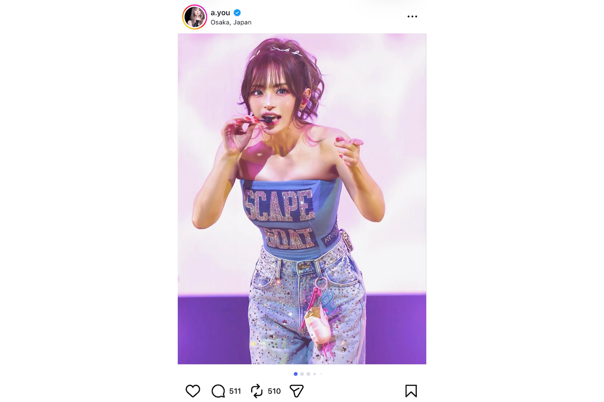 浜崎あゆみ、ベアトップ＆ポニーテールのライブ写真に「平成ギャルすぎ 