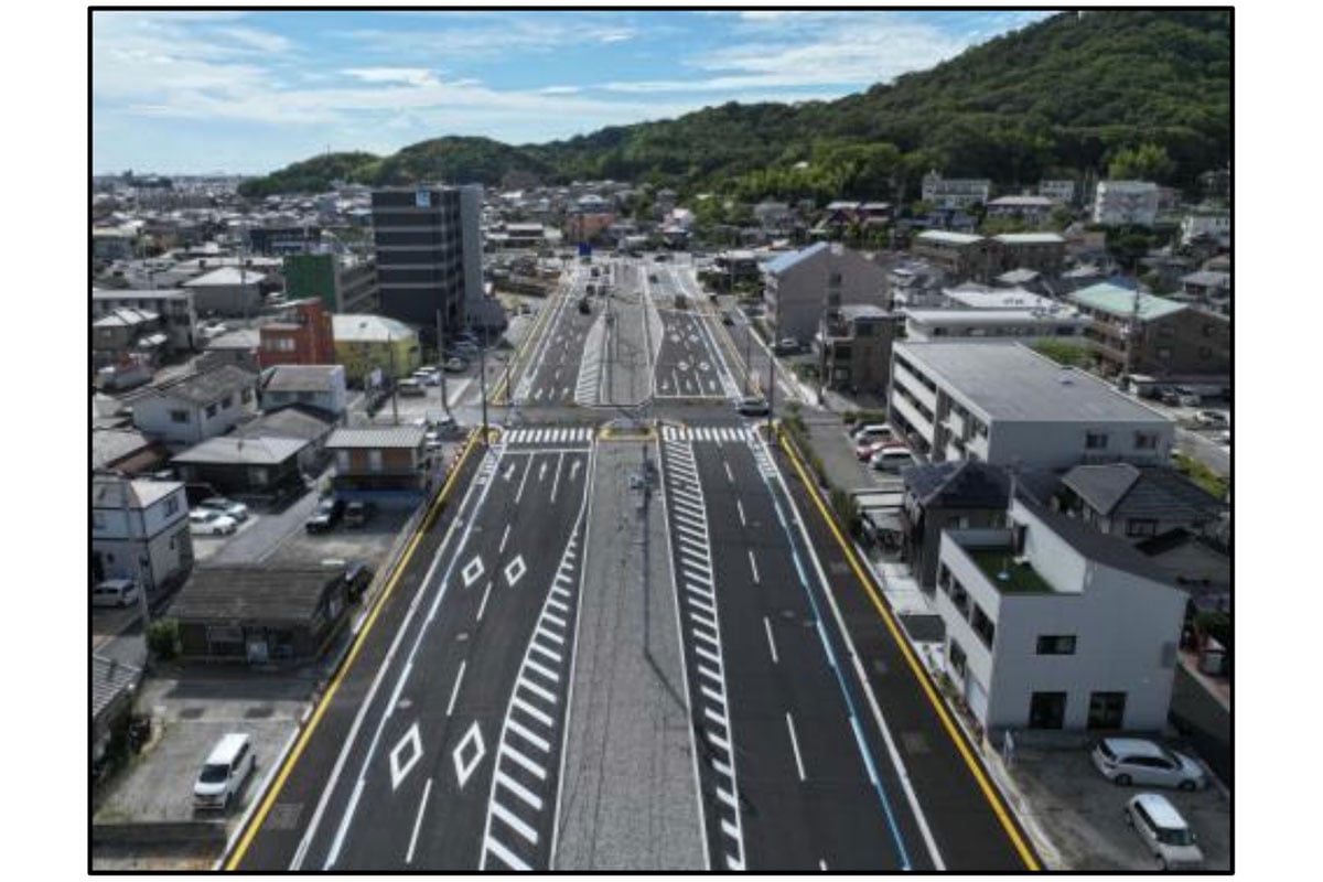  開通した「松山駅西口南江戸線」（画像：愛媛県 中予地方局建設部） 