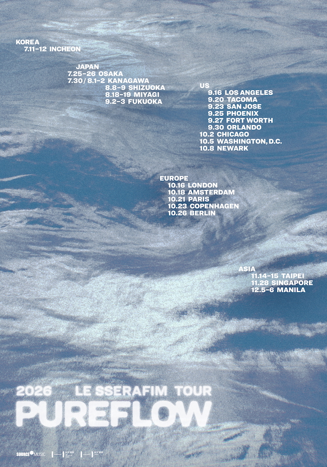 『2026 LE SSERAFIM TOUR 'PUREFLOW' IN JAPAN』告知画像/(P)&(C)SOURCE MUSIC