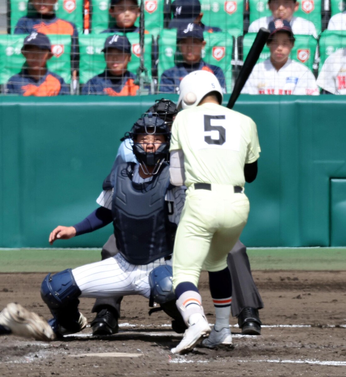 4回、頭部に死球を受ける榎本侑晟(撮影・山口登)