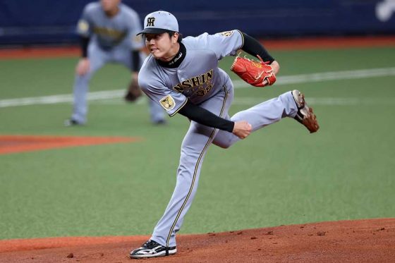 韓国代表との強化試合に登板した阪神・才木浩人【写真：加治屋友輝】