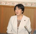 再選に向けた決意を語る、現職の田名部匡代氏＝７日、青森市（福田徳行撮影）