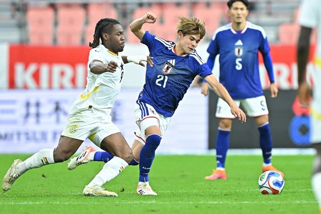 日本はガーナに２−０で快勝。特に素晴らしかったのは佐野だ。写真：金子拓弥（サッカーダイジェスト写真部）
