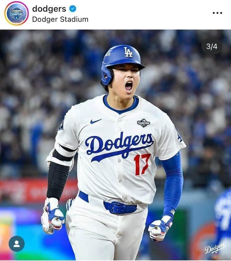 ドジャースの公式インスタグラム(@dodgers)より
