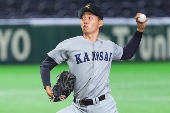 北海学園大戦に先発した関西大・米沢友翔【写真:小林靖】