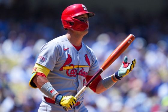 大谷翔平の前に三振を喫したカージナルスのラーズ・ヌートバー【写真：イワモトアキト】