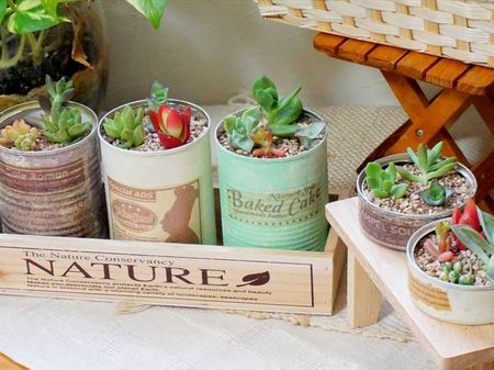 【510】リメイク缶☆デコパージュ　ペン立て 鉢カバー　インテリアに　底穴なし 510】リメイク缶☆デコパージュ ペン立て 鉢カバー インテリアに 底穴