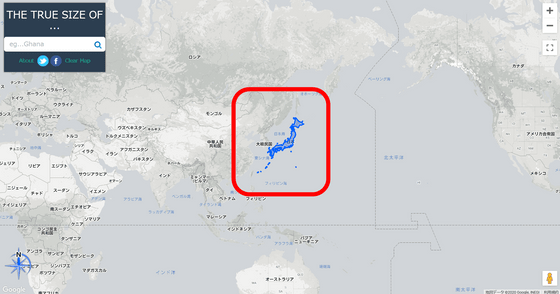 意外とデカい日本列島 などメルカトル図法にゆがめられていない本当の国の大きさが分かる The True Size Of ライブドアニュース