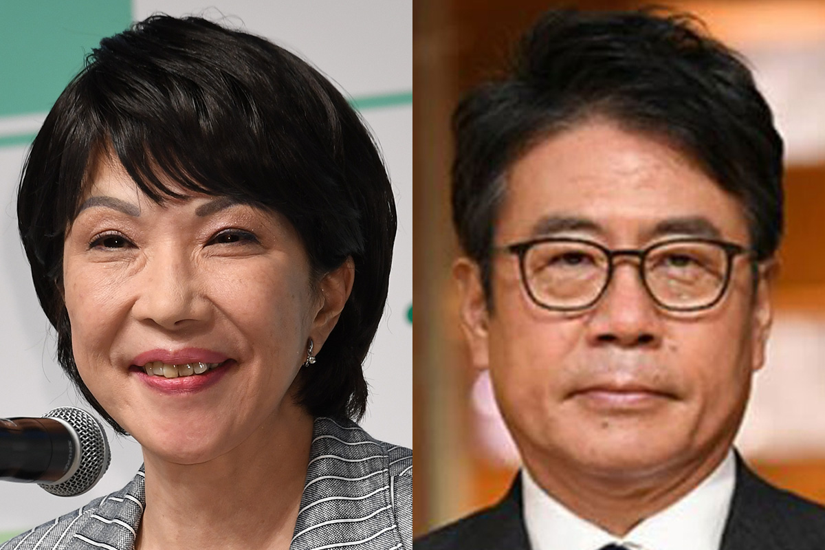 高市早苗新総裁と大越健介キャスター(写真右:『報道ステーション』の公式サイトより)