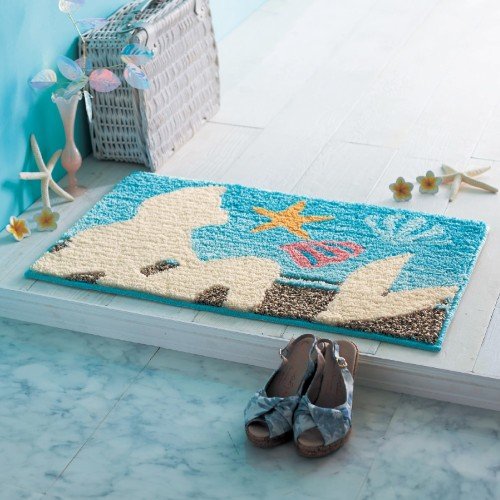 アリエルのシルエットと爽やかな海モチーフ ベルメゾン ディズニー ジュート混の玄関マット ライブドアニュース