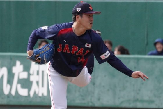 3番手としてマウンドに上がった侍ジャパン・隅田知一郎【写真：宮脇広久】