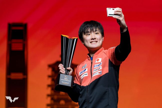 WTTファイナルズ香港で優勝した張本智和【写真：World Table Tennis提供】