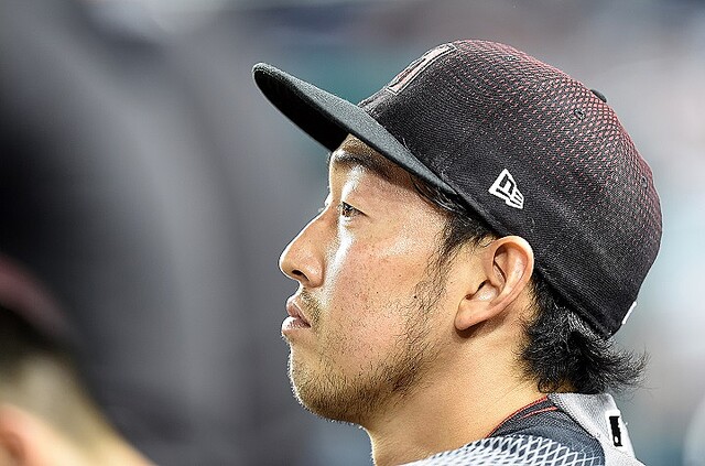 WASHINGTON, DC - JUNE 13:  Yoshihisa Hirano #66 of the Arizona Diamondbacks watches the game against the Washington Nationals at Nationals Park on June 13, 2019 in Washington, DC.  (Photo by G Fiume/Getty Images)
