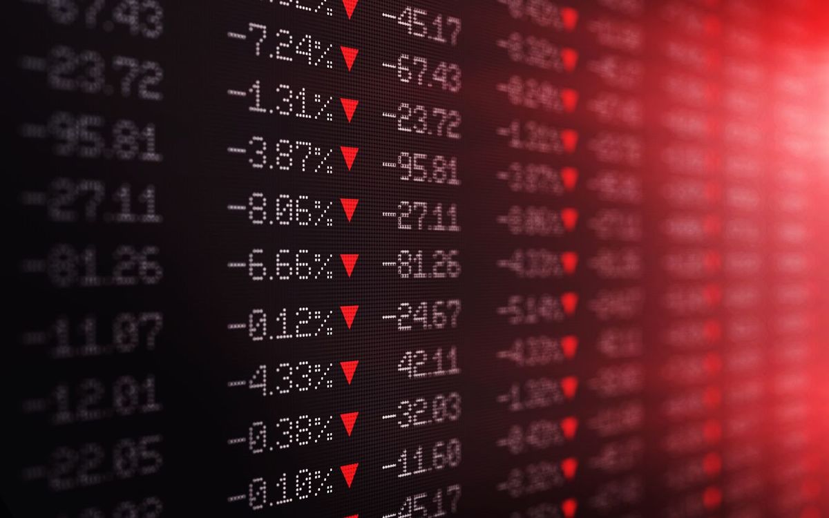 暴落を示す株式市場
