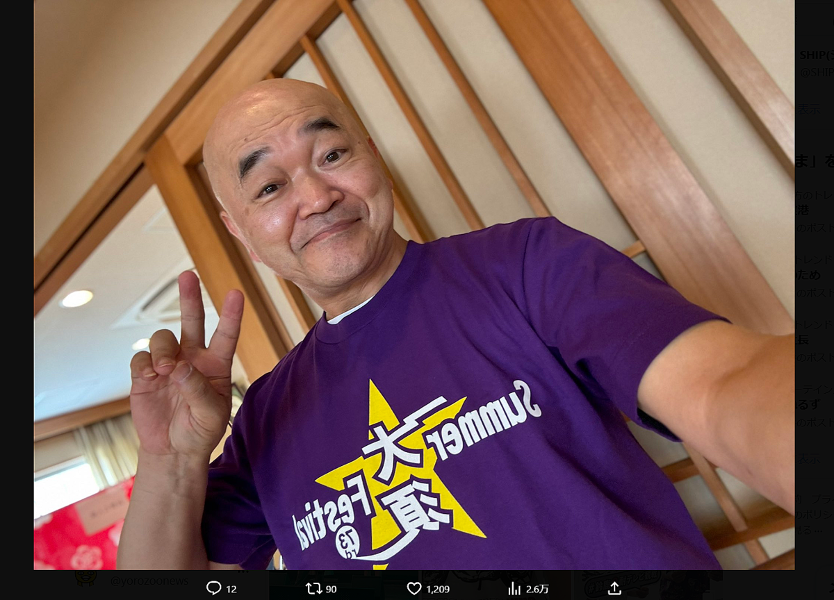 タレントとして活動する高橋名人　高橋名人のX（@meijin_16shot）より