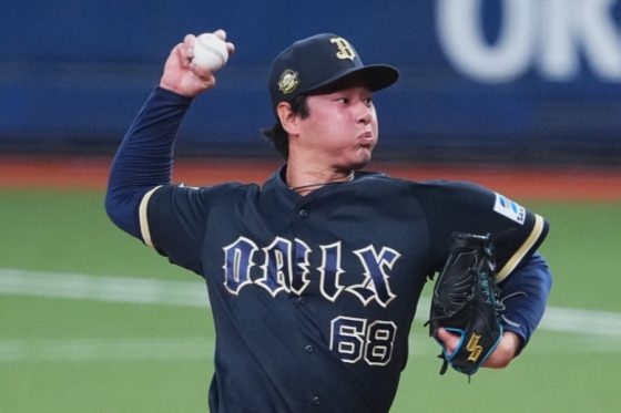 侍ジャパン戦に登板したオリックス・入山海斗【写真:小林靖】
