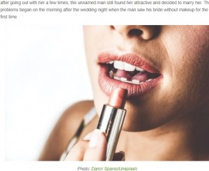�����Ͻ��ס��ʲ����ϡ�Oddity Central��2021ǯ11��4���ա֡�Shocked�� Man Seeks Divorce From Wife After Seeing Her Without Makeup�ס�Photo: Damir Spanic/Unsplash�ˡ٤Υ����꡼�󥷥�åȡ�