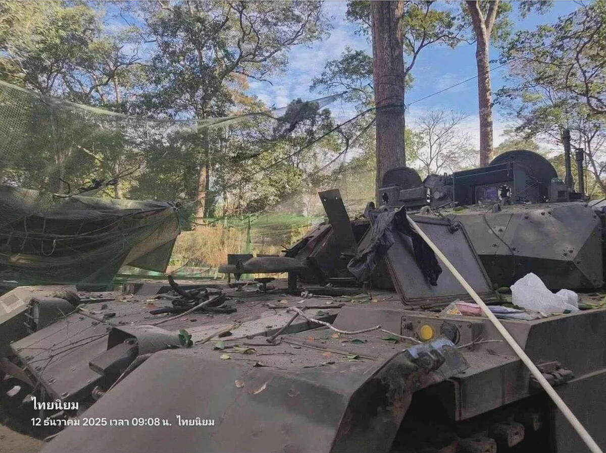 砲身が破裂して吹き飛んだタイ陸軍のVT4戦車（SNSより）