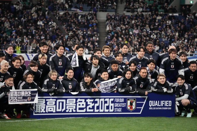 危なげなくW杯8大会連続を決めた日本代表。欧州のクラブで主力を務める選手が多く、「歴代最強」と評価する声も多い Photo/Getty Images