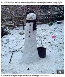 ҶȰ˺äޡʲϡThe Sun2022ǯ1220աCHILLY WILLY! Familys snowman turns into a todger in its morning glory after melting overnightסCredit: Jam Pressˡ٤Υ꡼󥷥åȡ