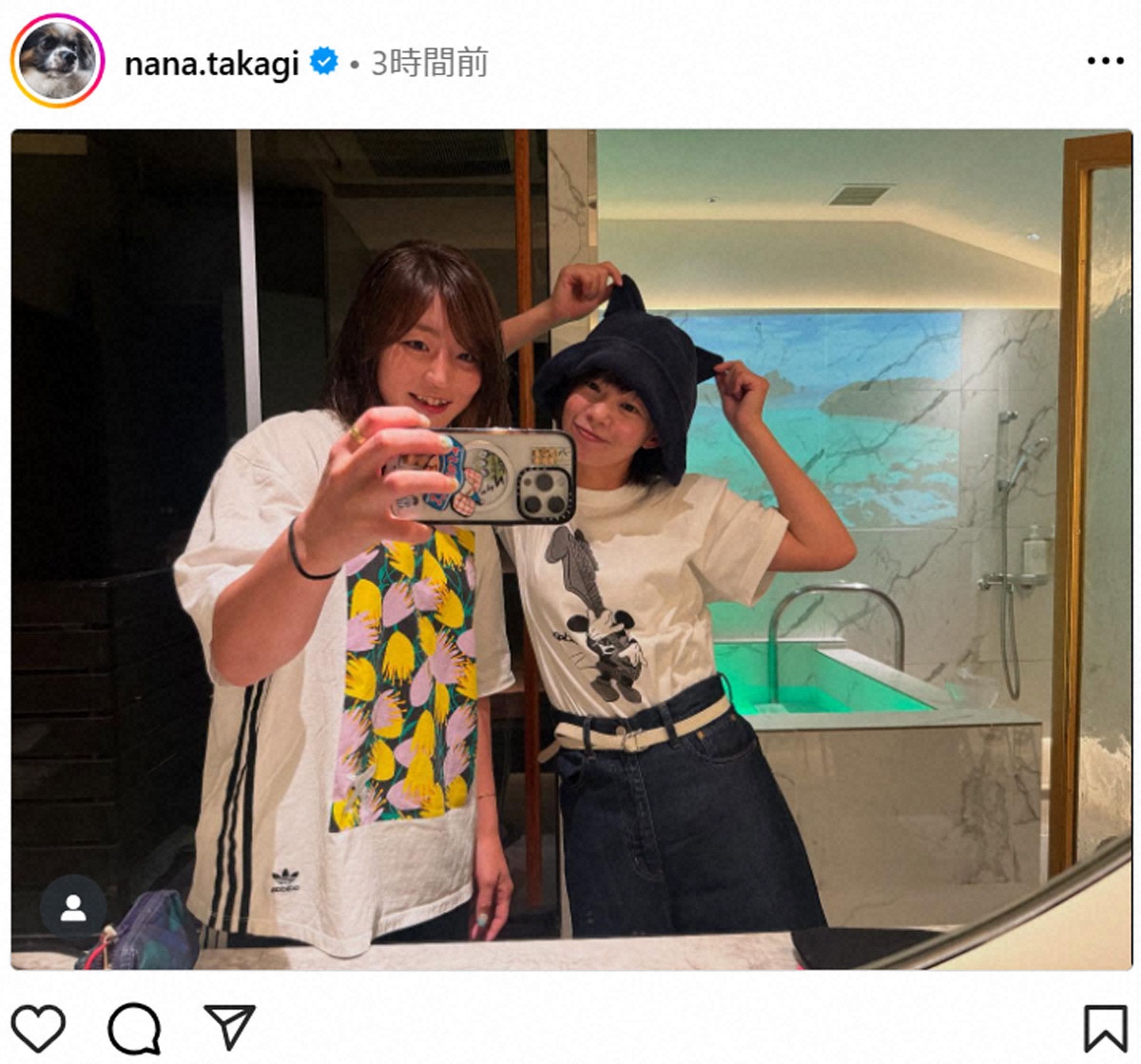 高木菜那が角田夏実との2SHOT公開 おすすめのサウナ教えて