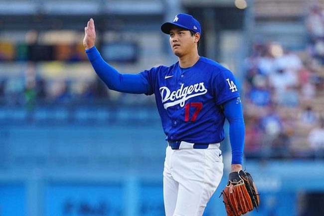 エンゼルスとのオープン戦で先発登板したドジャースの大谷翔平【写真：荒川祐史】
