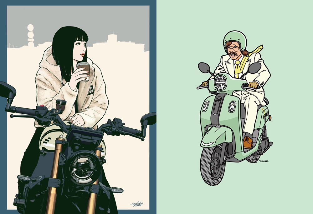 ヤマハ発動機 企業ミュージアム「コミュニケーションプラザ」「イラストレーターが描く YAMAHAバイクのあるスタイル展」について