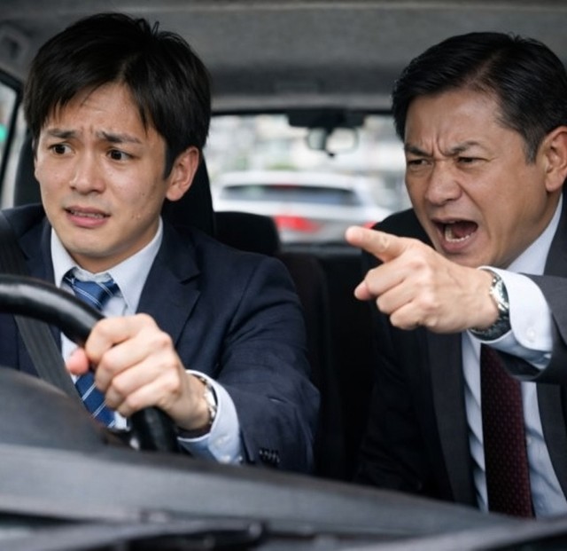 上司に怒られながらの運転を強要され…　※この画像はAdobe Fireflyで作成したイメージです