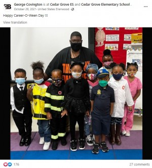 一念発起して減量中の幼稚園教諭(画像は『George Covington 2021年10月29日付Facebook「Happy Career-O-Ween Day!!!」』のスクリーンショット)
