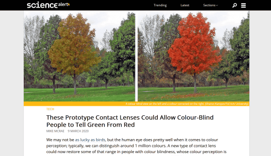 色覚異常の人がより多くの色を見分けられるようになるコンタクトレンズが開発される - ライブドアニュース
