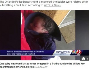 2019年7月に置き去りにされた赤ちゃん(画像は『The Sun 2020年4月17日付「HUNT FOR CRUEL PARENTS Three babies found abandoned at the same Florida apartment complex over three years are all siblings」(Credit: Wesh TV)』のスクリーンショット)