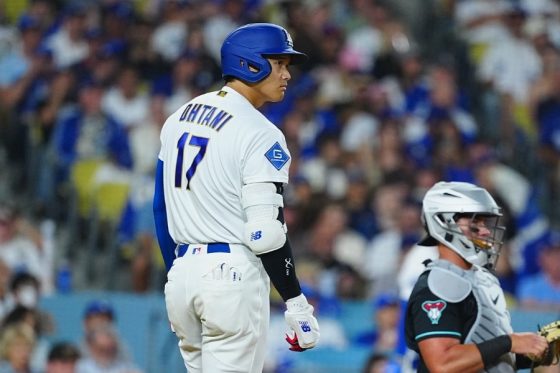 Dバックス戦に出場するドジャース・大谷翔平【写真:荒川祐史】