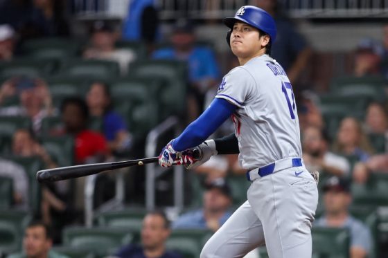 ブレーブス戦で三塁打を放ったドジャース・大谷翔平【写真：アフロ】