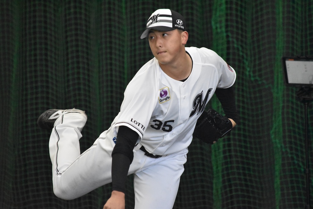  ロッテ・田中晴也（撮影＝岩下雄太） 
